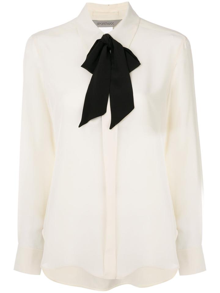 Sportmax - Tie Detail Blouse - Women - Silk - 42, Nude/neutrals, Silk