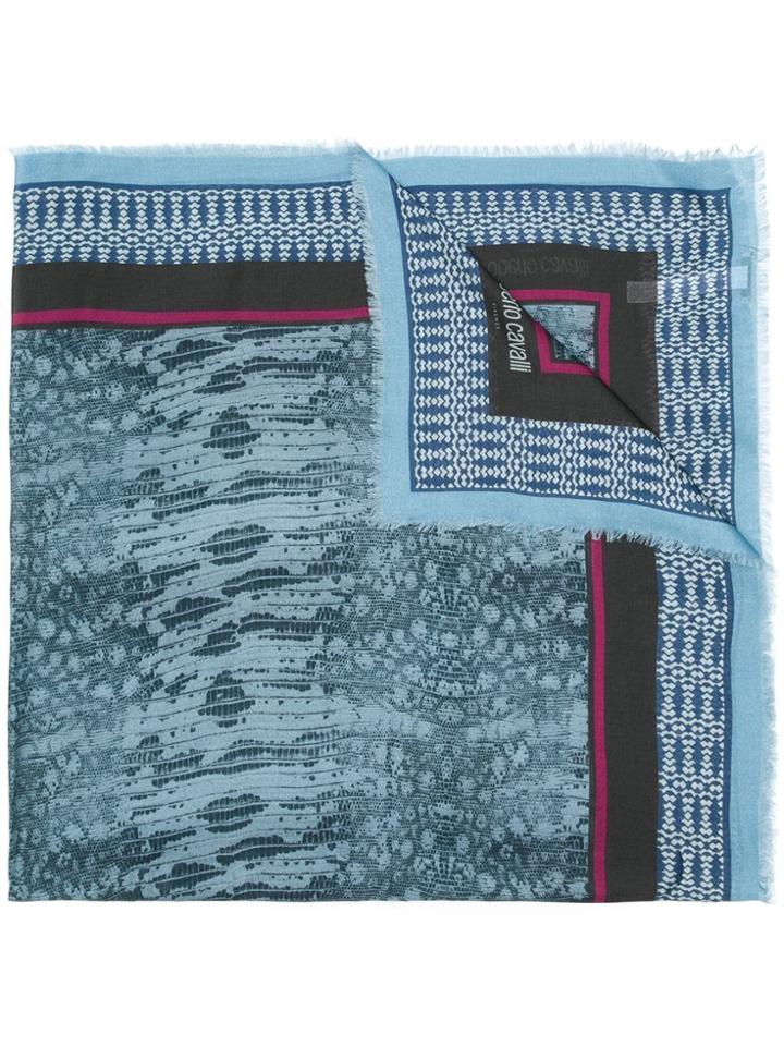 Roberto Cavalli Mesh Print Scarf - Blue