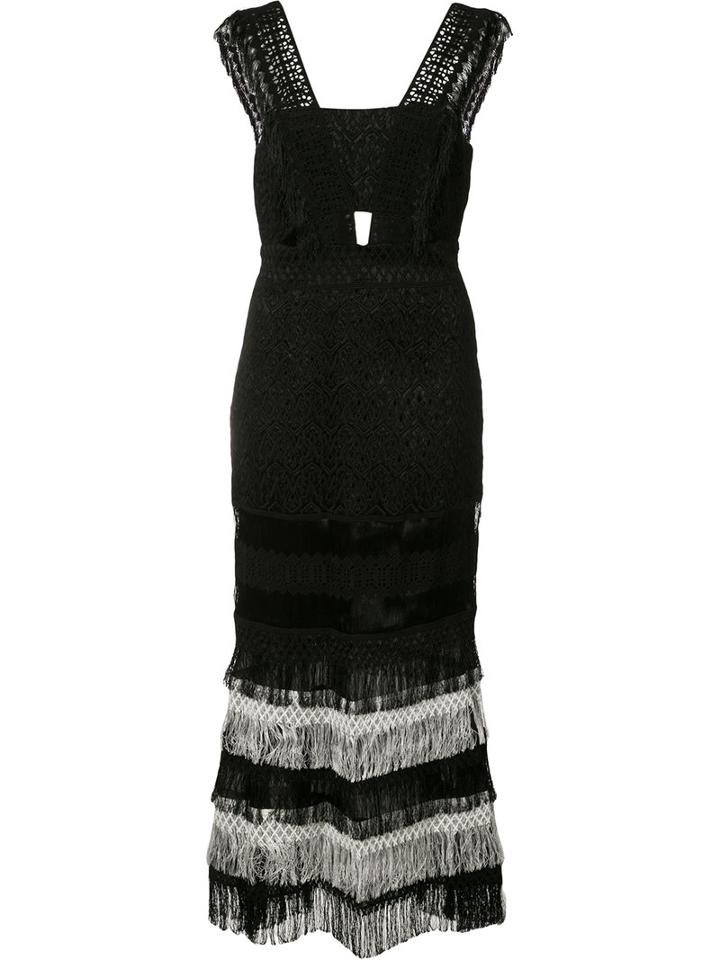 Jonathan Simkhai Fringed Dress, Women's, Size: 4, Black, Silk/spandex/elastane/cotton/viscose