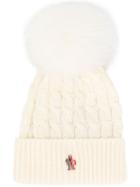 Moncler Grenoble Pom-pom Ribbed Knit Hat - White