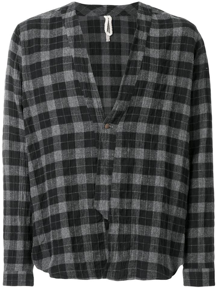 Dnl Kimono Checked Shirt - Grey