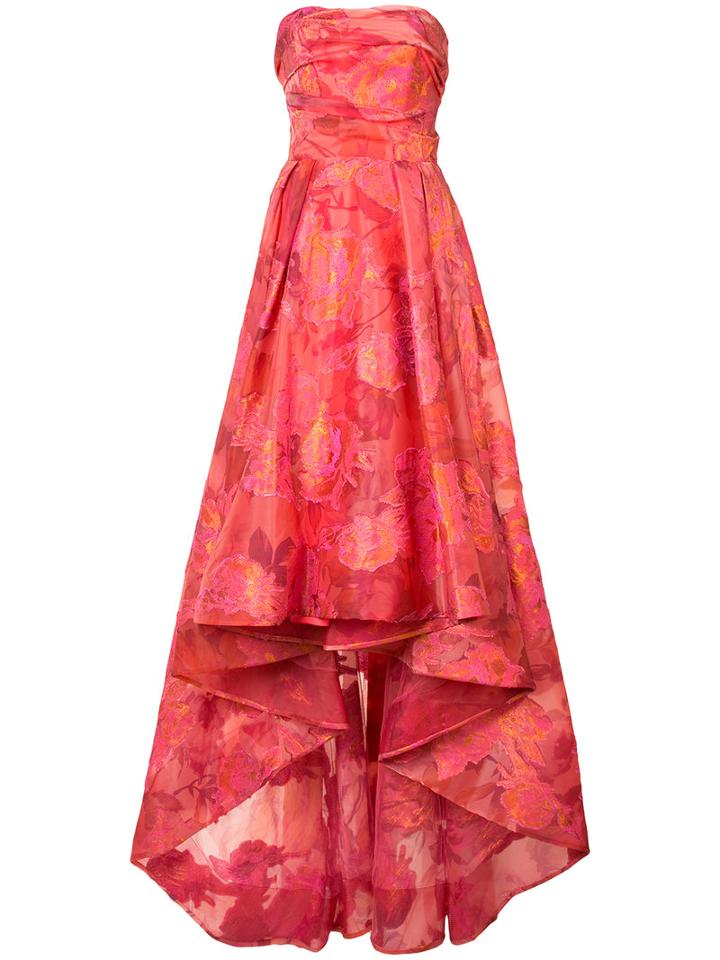 Marchesa Notte - Floral Jacquard Gown - Women - Acetate - 0, Red, Acetate