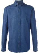 Z Zegna Micro Print Chambray Shirt, Men's, Size: Small, Blue, Cotton