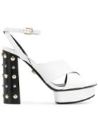 Versace Crossover Strap Sandals - White