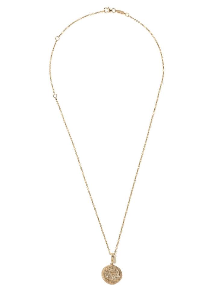 Azlee 18kt Yellow Gold Small Of The Sea Diamond Coin Necklace