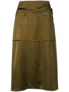 Carven High-waisted Midi Skirt - Green