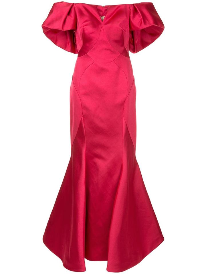 Zac Posen Off-shoulder Fishtail Gown - Red