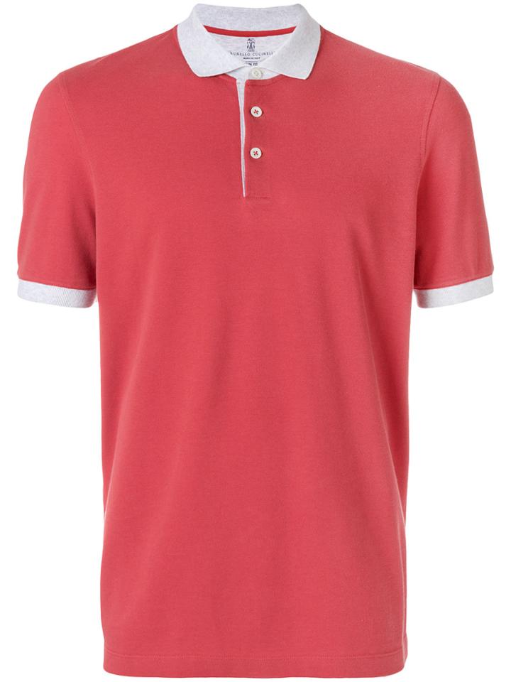 Brunello Cucinelli Contrast Trim Polo Shirt - Pink & Purple