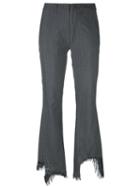 Facetasm - Cut Off Hem Trousers - Women - Silk/wool - 1, Grey, Silk/wool