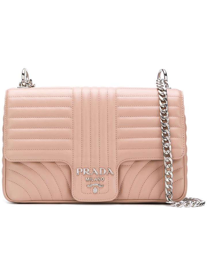 Prada Quilted Logo Shoulder Bag - Nude & Neutrals