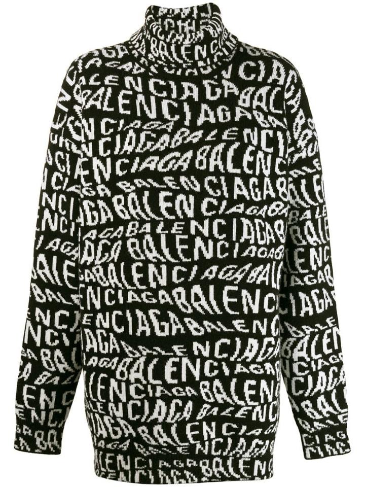 Balenciaga Long Sleeve Turtle Neck Sweater - Black