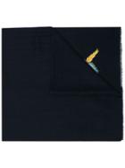 Janavi Navy Embroidered Parrot Cashmere Scarf - Blue