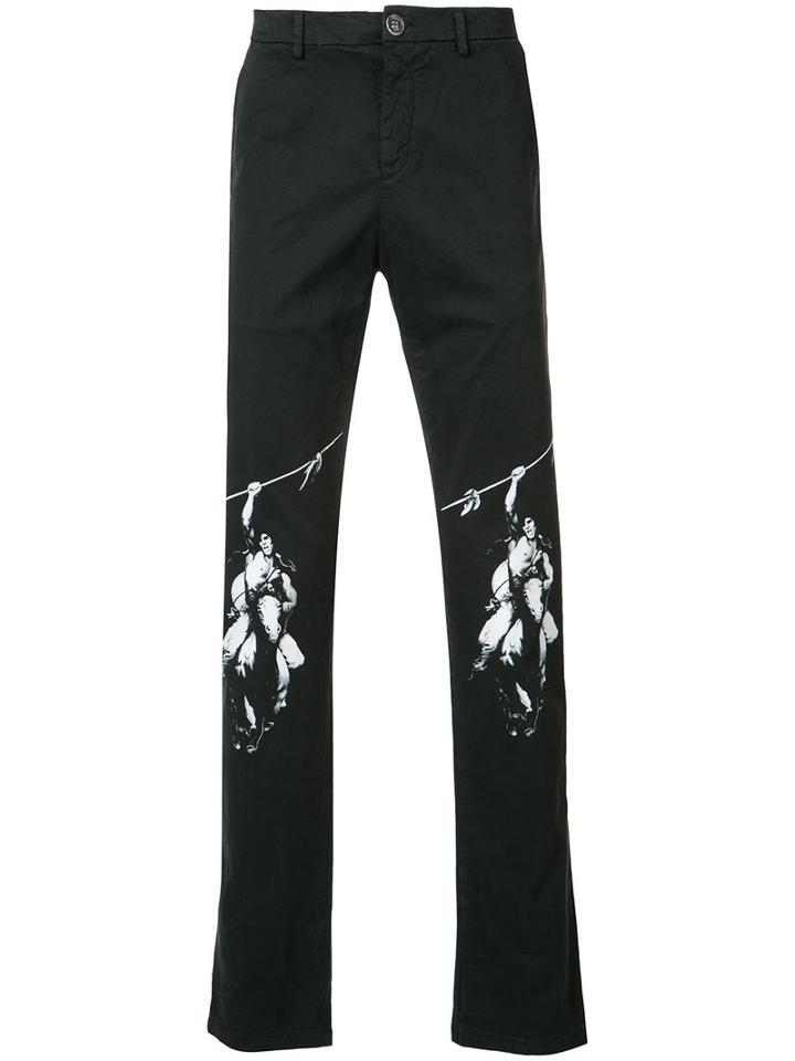 Off-white Knee Motif Print Jean, Men's, Size: 34, Black, Cotton/spandex/elastane