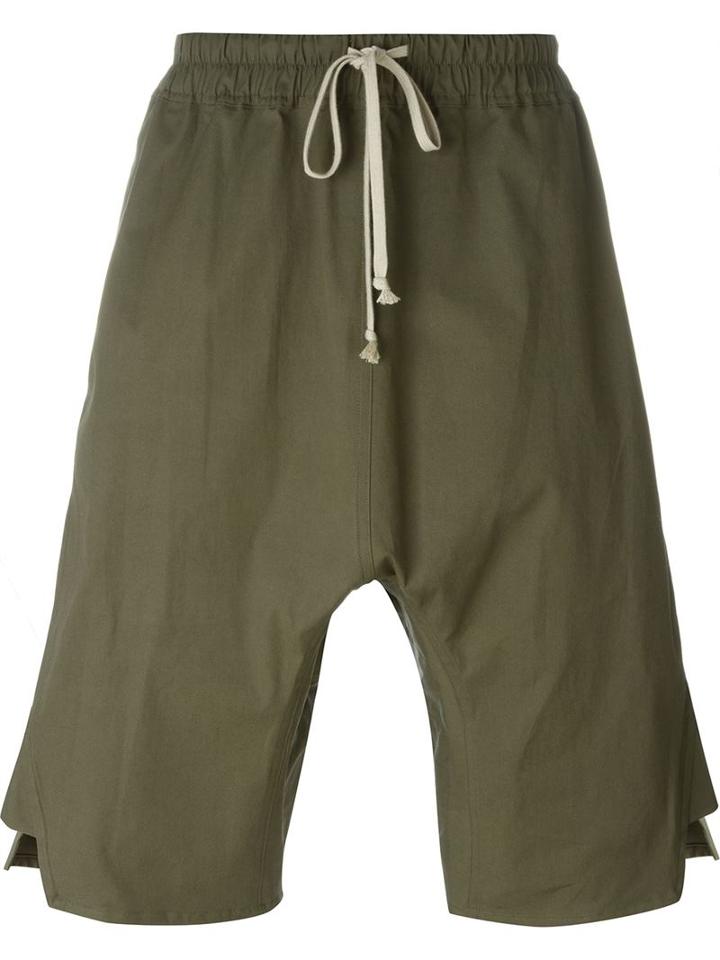 Rick Owens Drop Crotch Shorts, Men's, Size: 52, Green, Cotton/rubber