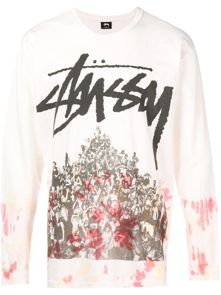 Stussy Stussy 19942951802 T Beach Mob Td Ls Tee White Orange