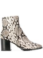 Tod's Snakeskin Print Ankle Boots - Neutrals