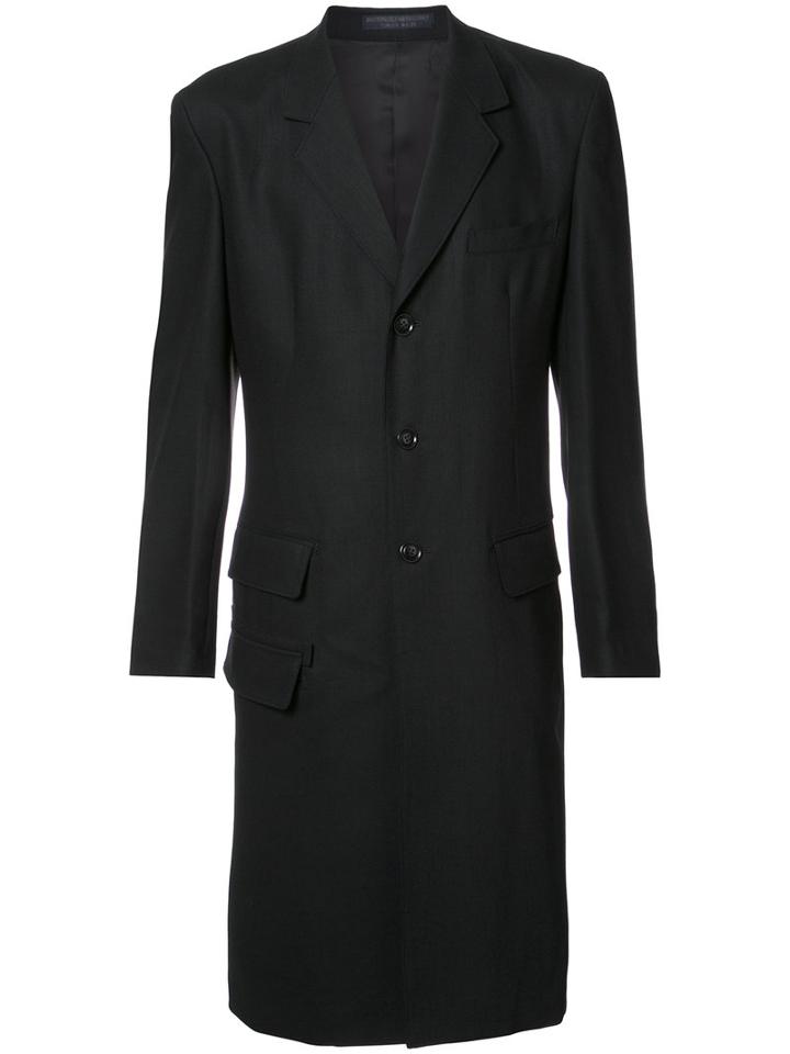 Yohji Yamamoto Single Breasted Coat, Men's, Size: 3, Black, Cupro/wool