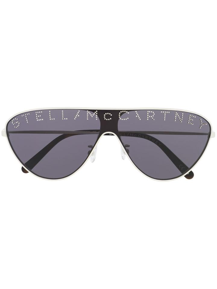 Stella Mccartney Eyewear Logo Embellished Sunglasses - Neutrals