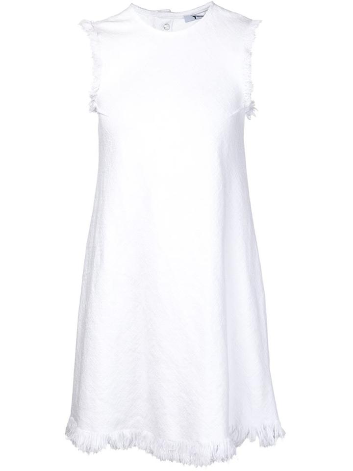 T By Alexander Wang Frayed Woven Dress, Women's, Size: 6, White, Cotton