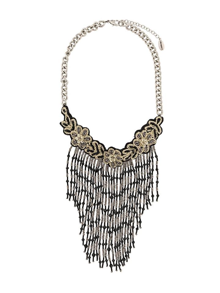 Twin-set Beaded Bib Necklace - Black