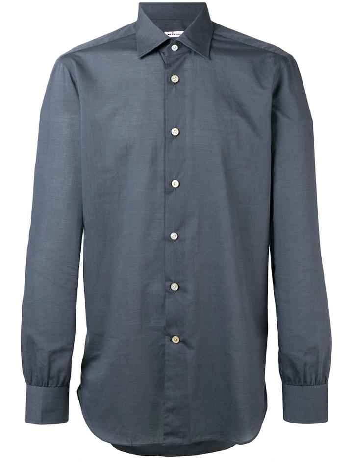 Kiton Buttoned Shirt, Men's, Size: 42, Grey, Cotton