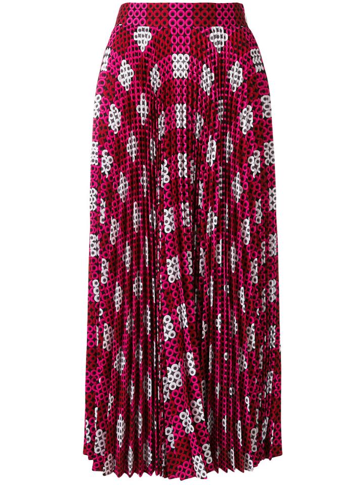 Mary Katrantzou Geometric Print Pleated Skirt - Pink & Purple