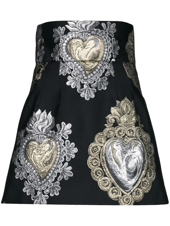 Dolce & Gabbana Sacred Heart Embroidered Skirt - Black