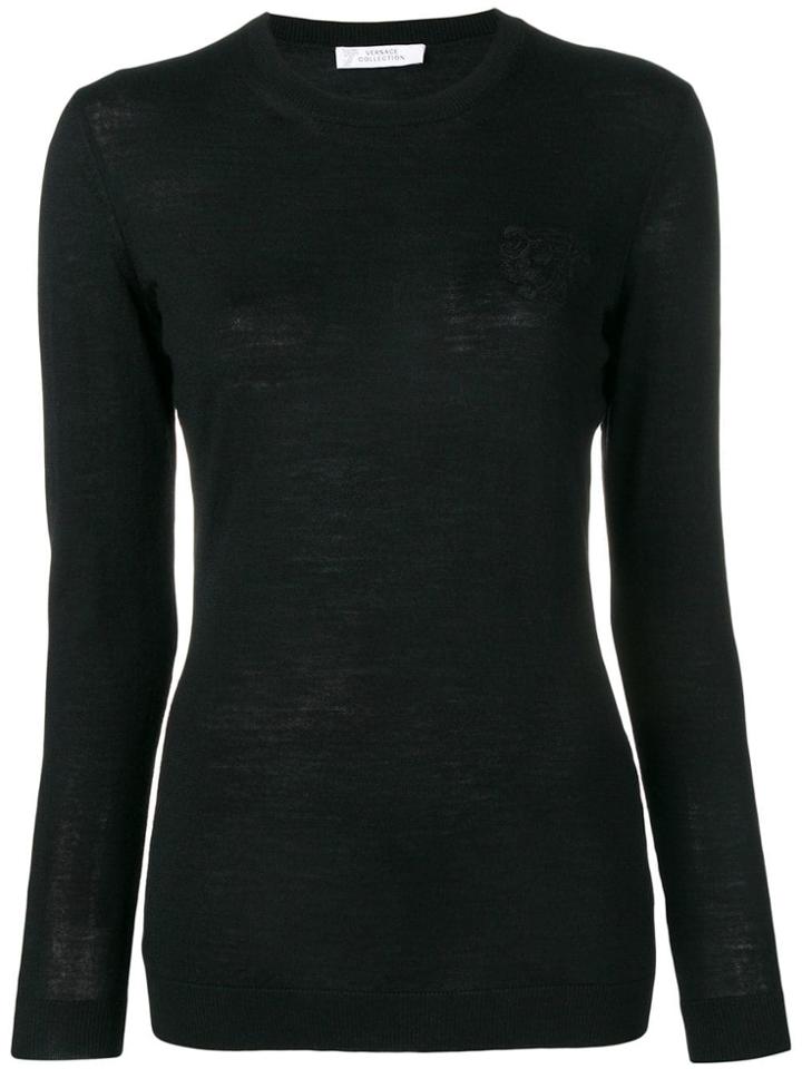 Versace Collection Embroidered Medusa Jumper - Black