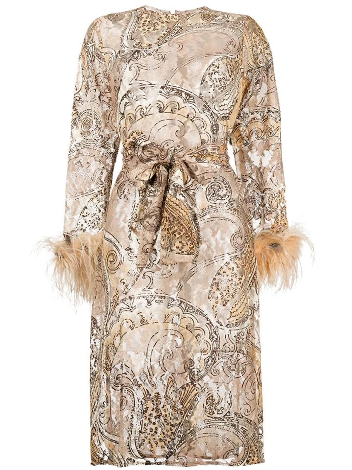 William Vintage Paisley Embroidered Midi Dress - Nude & Neutrals