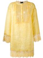 Ermanno Ermanno - Lace Trim Tunic Dress - Women - Cotton/linen/flax/polyamide - 46, Yellow/orange, Cotton/linen/flax/polyamide