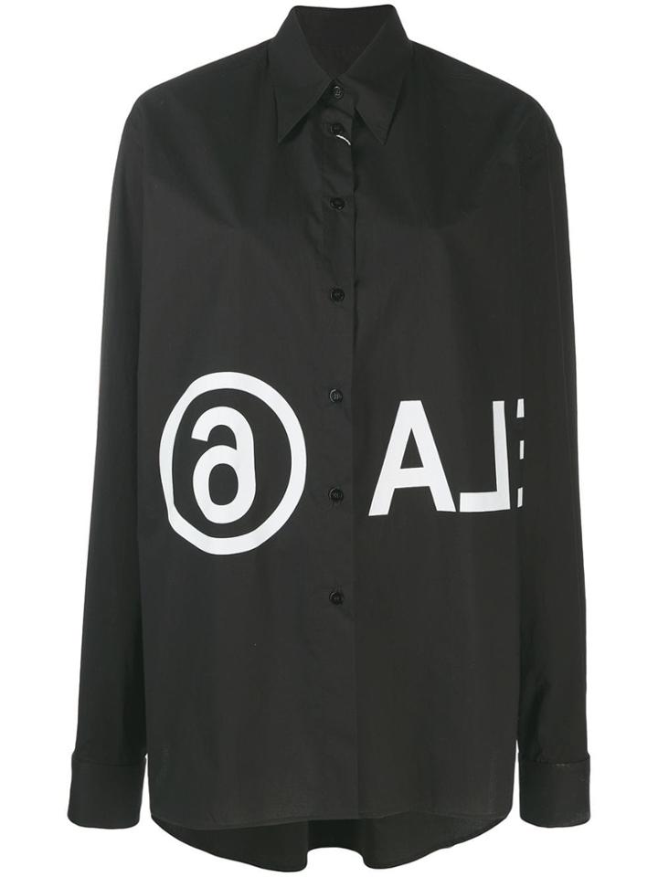Mm6 Maison Margiela Logo Printed Shirt - Black