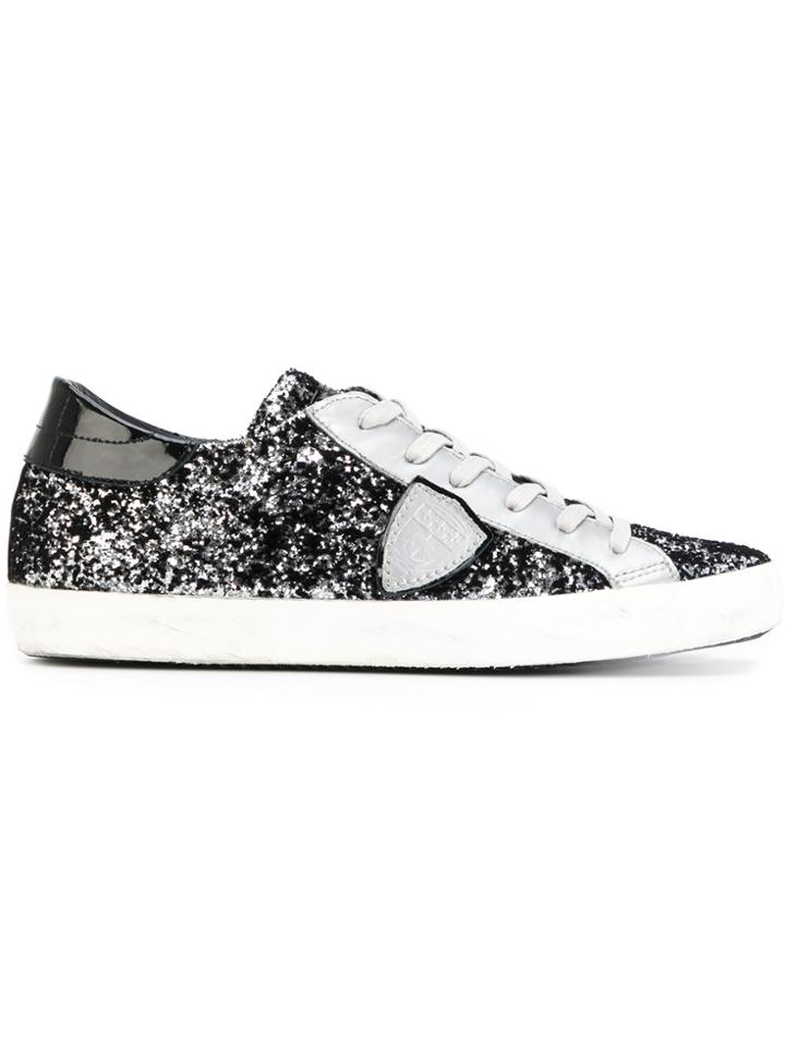 Philippe Model Glitter Lace Up Sneakers - Black