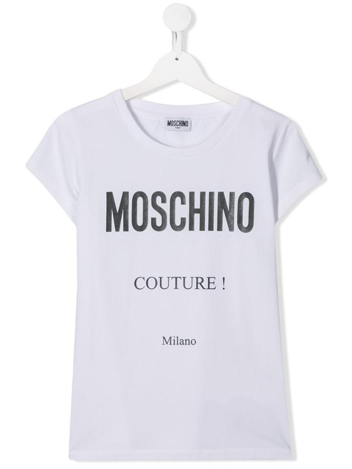Moschino Kids Teen Printed Logo T-shirt - White