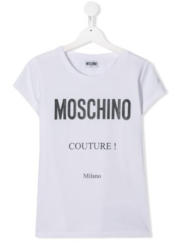 Moschino Kids Teen Printed Logo T-shirt - White