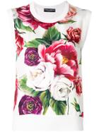 Dolce & Gabbana Peony Print Tank Top - White