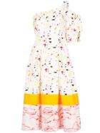 Carolina Herrera Splash Print Cocktail Dress - White