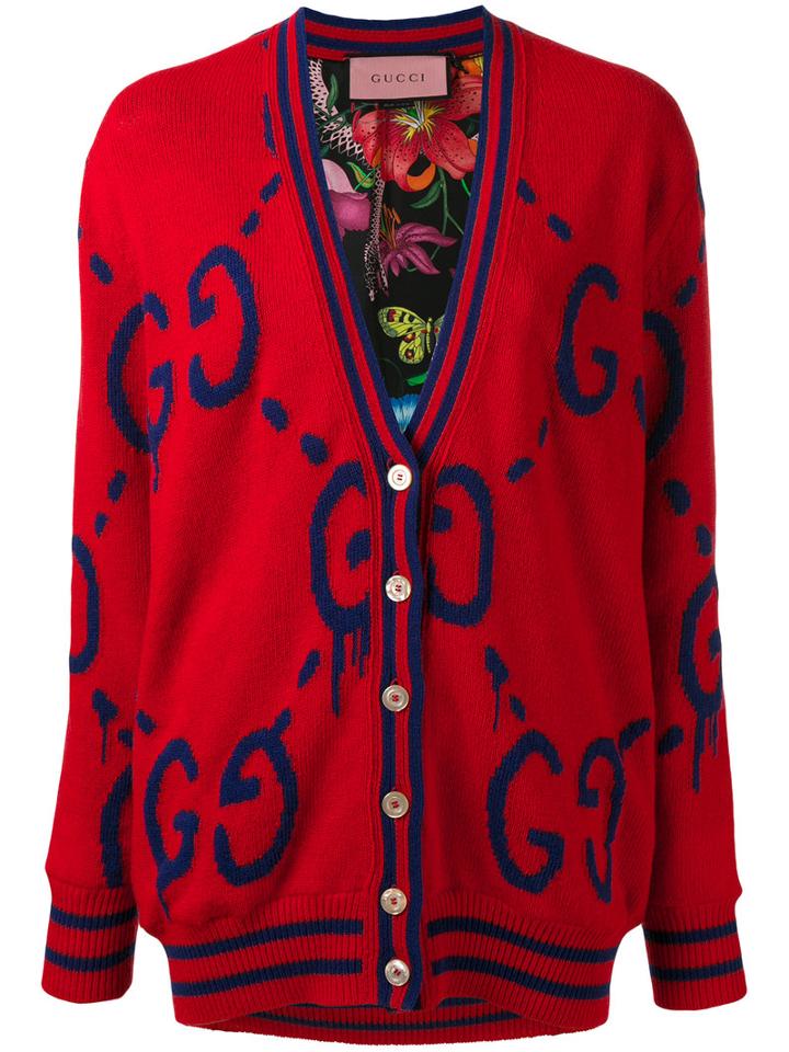 Gucci - Guccighost Wool Cardigan - Women - Silk/wool - S, Red, Silk/wool