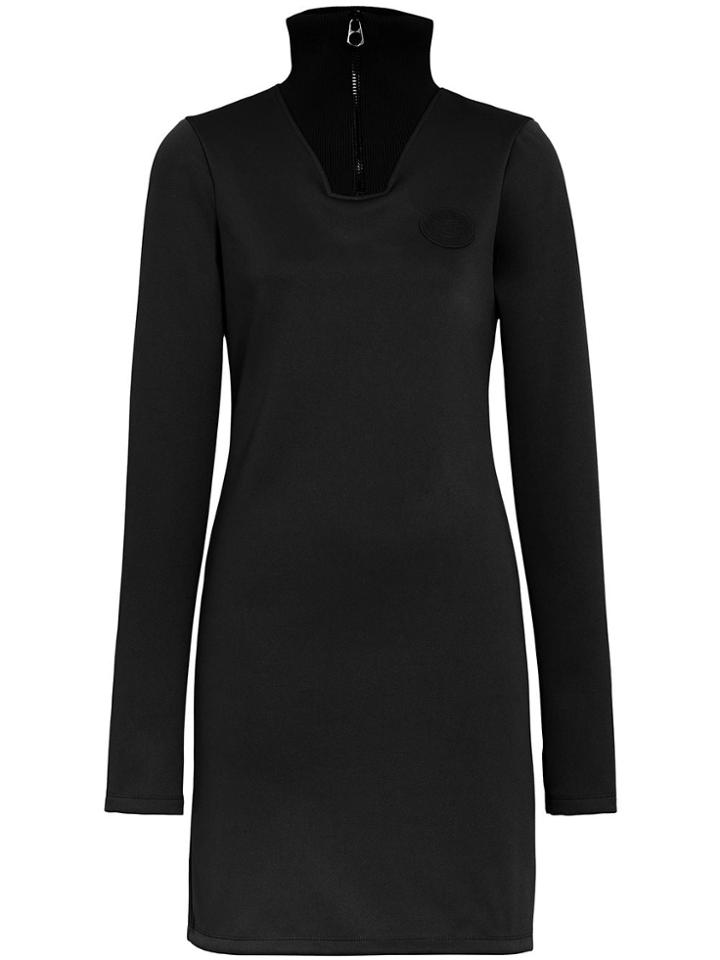 Burberry Zip Detail Funnel Neck Mini Dress - Black