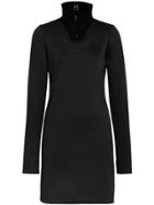 Burberry Zip Detail Funnel Neck Mini Dress - Black