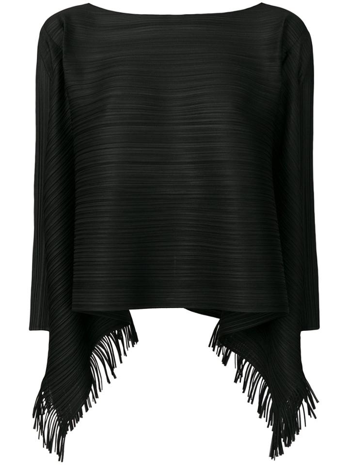 Pleats Please By Issey Miyake Pleated Boat Neck Top - Black