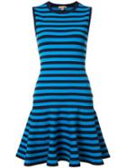 Michael Kors Striped Flared Dress, Women's, Size: Medium, Blue, Viscose/nylon/polyester/spandex/elastane