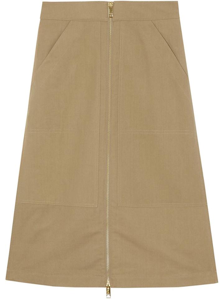 Burberry Cotton Silk High-waisted Skirt - Neutrals