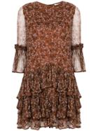 Ganni Floral Print Dress - Brown