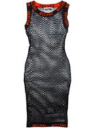 Moschino Fishnet Logo Dress, Women's, Size: 44, Black, Cotton