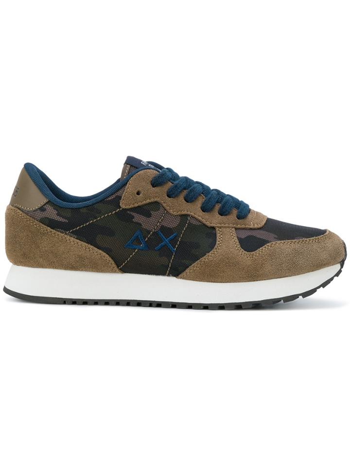 Sun 68 Panelled Sneakers - Green