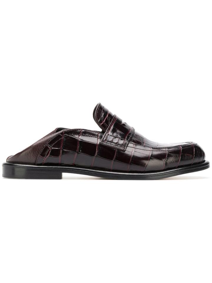 Loewe Crocodile Effect Loafers - Red