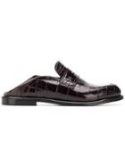 Loewe Crocodile Effect Loafers - Red