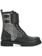 Salvatore Ferragamo Studded Military Boot - Black
