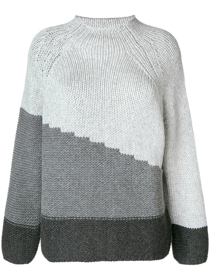 Le Tricot Perugia Colour Block Jumper - Grey