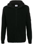 Cp Company Knitted Zip Up Hoodie - Black